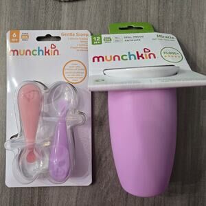 Munchkin Sippy Cup & Spoon Bundle Pink/Purple